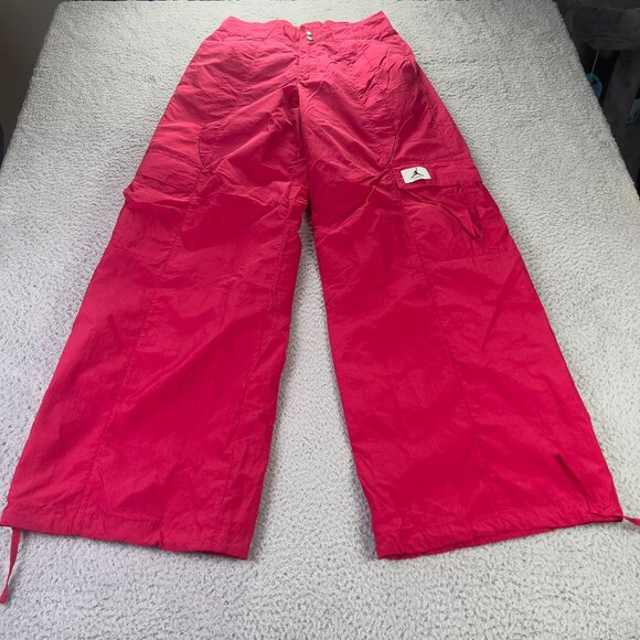 Nike Pants - Nike Air Jordan Cargo Pants Womens XS Pink Red Wide Leg Windbreaker Nylon Y2K